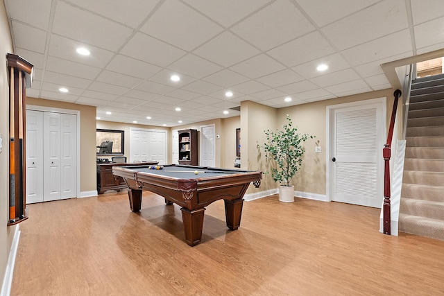 12000 W Donegal Ln, New Lenox, IL 60451 - rec room featuring light wood-style floors, billiards table, and recessed lighting