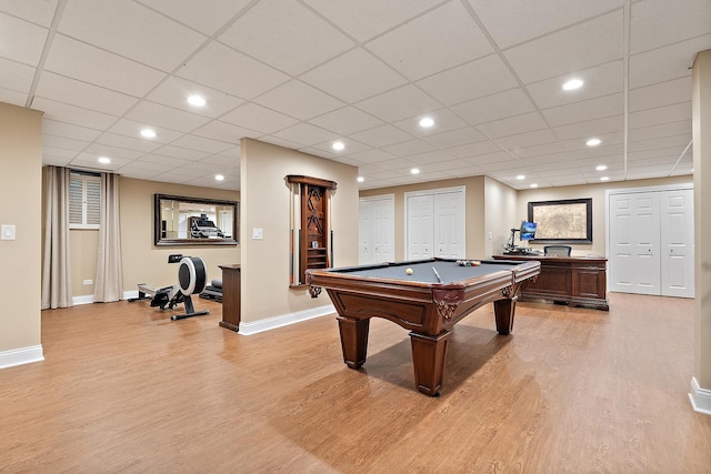 12000 W Donegal Ln, New Lenox, IL 60451 - game room with light wood finished floors, billiards, a drop ceiling, and recessed lighting