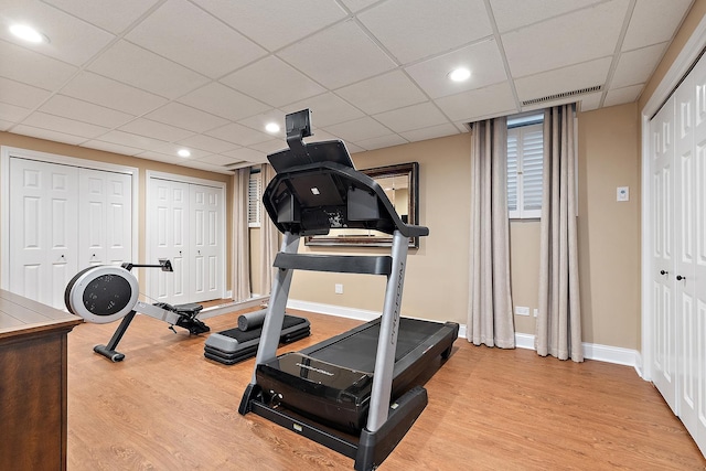 12000 W Donegal Ln, New Lenox, IL 60451 - exercise room featuring wood finished floors, a drop ceiling, and recessed lighting
