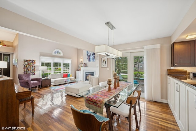 640 Yardley Ln, Hoffman Estates, IL 60169 - dining area featuring light wood-type flooring and a glass covered fireplace