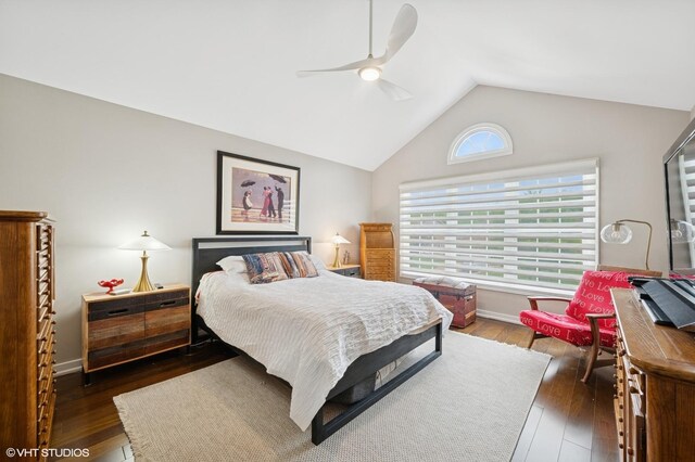 640 Yardley Ln, Hoffman Estates, IL 60169 - bedroom with vaulted ceiling, hardwood / wood-style floors, and a ceiling fan