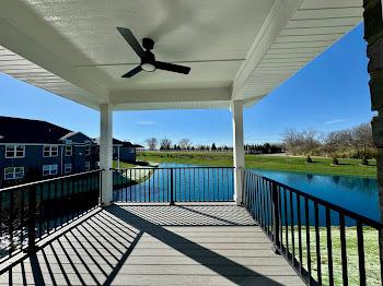 15959 Prairie View Ct Unit T6, New Lenox, IL 60451 - deck with a water view and a ceiling fan