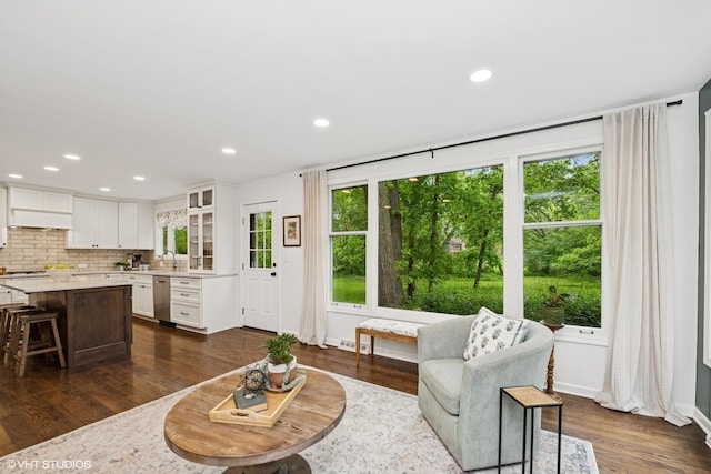 21298 N Andover Rd, Kildeer, IL 60047 - living area with dark wood-style floors, recessed lighting, and baseboards