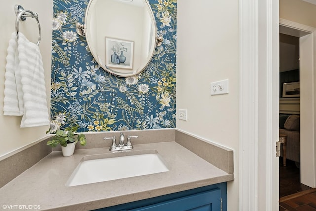 21298 N Andover Rd, Kildeer, IL 60047 - bathroom with wallpapered walls and vanity