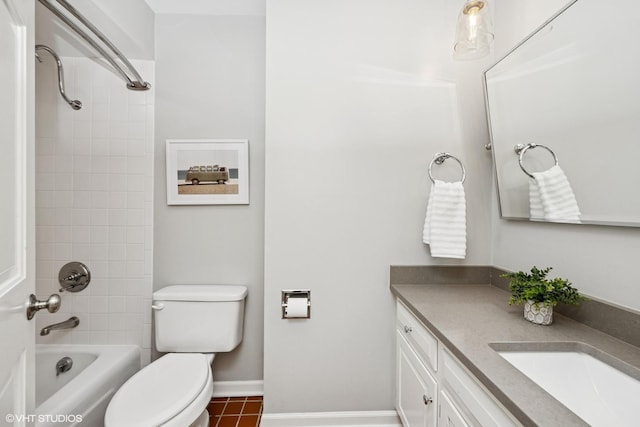 21298 N Andover Rd, Kildeer, IL 60047 - bathroom with vanity, toilet, shower / bathtub combination, tile patterned flooring, and baseboards