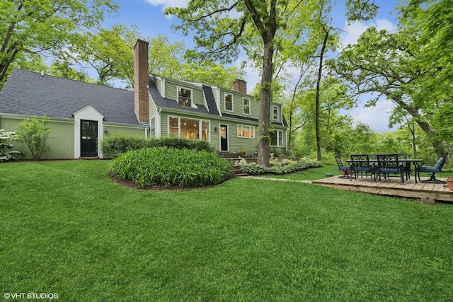 21298 N Andover Rd, Kildeer, IL 60047 - back of property featuring a chimney, a yard, and roof with shingles