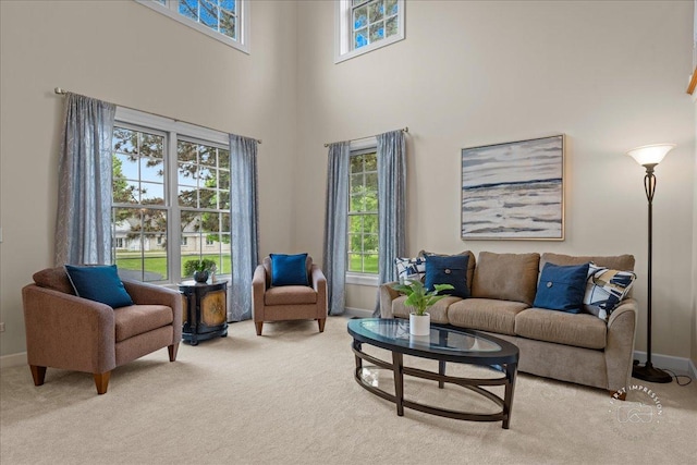 36W703 Whispering Trl, Saint Charles, IL 60175 - carpeted living area with baseboards and a towering ceiling