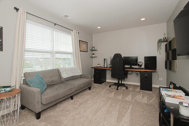 1901 Taos Ln, Volo, IL 60020 - home office with carpet flooring, baseboards, and recessed lighting