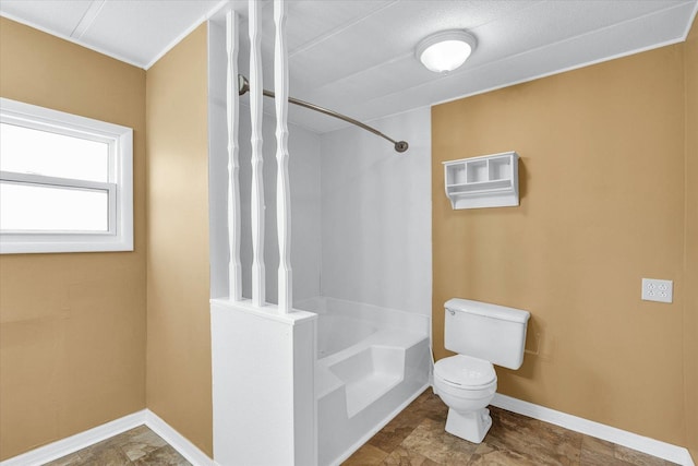 116 Seminole Ln, Loda, IL 60948 - full bath with toilet, baseboards, washtub / shower combination, and stone finish floors