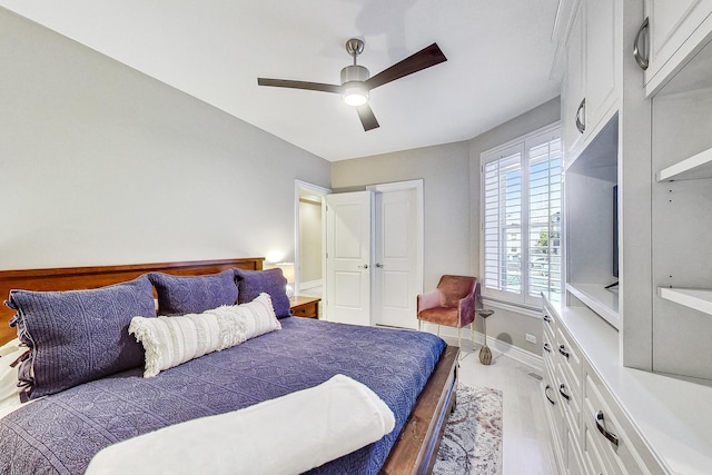 460 W Deming Pl Unit 1E, Chicago, IL 60614 - bedroom featuring wood finished floors, baseboards, and a ceiling fan