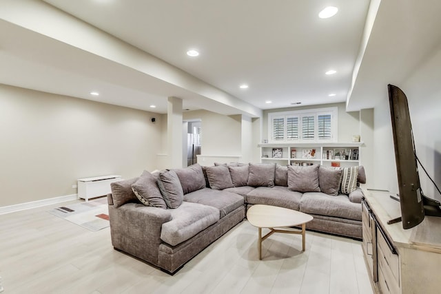 460 W Deming Pl Unit 1E, Chicago, IL 60614 - living room with recessed lighting, light wood-type flooring, and baseboards
