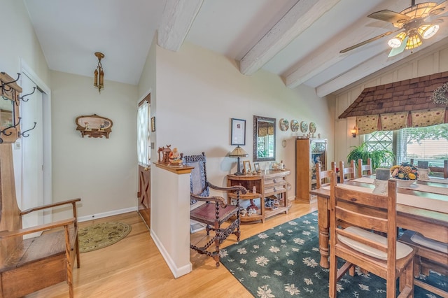 365 S Elm St, Itasca, IL 60143 - dining space featuring ceiling fan, healthy amount of natural light, light wood-style flooring, beam ceiling, and baseboards