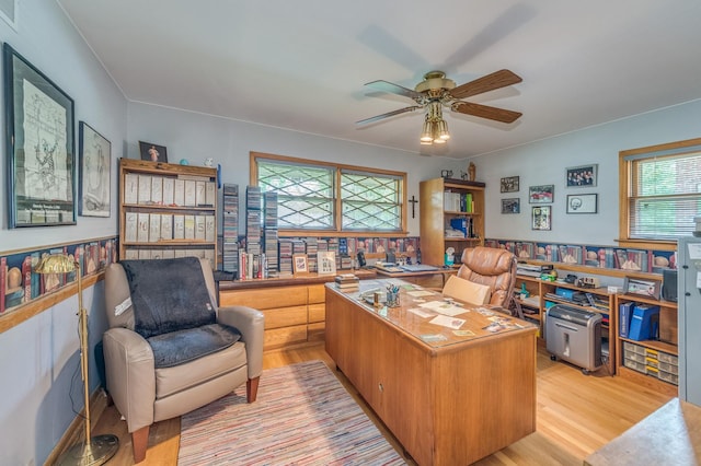 365 S Elm St, Itasca, IL 60143 - office area with wood finished floors and a ceiling fan