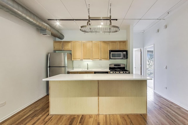 1430 S Michigan Ave Unit 311, Chicago, IL 60605 - kitchen featuring appliances with stainless steel finishes, light brown cabinetry, light countertops, and wood finished floors