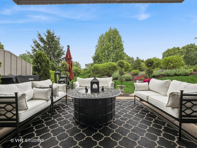 97 Thornhill Ln Unit D, Lake Barrington, IL 60010 - view of patio featuring an outdoor living space with a fire pit
