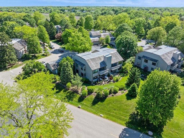 97 Thornhill Ln Unit D, Lake Barrington, IL 60010 - aerial perspective of suburban area with a heavily wooded area