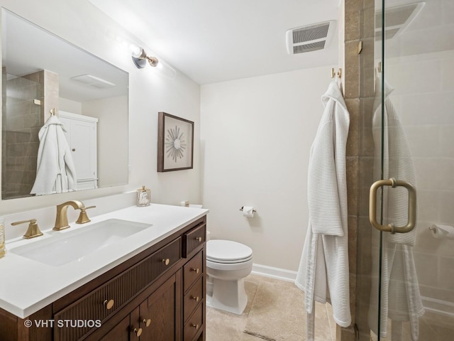 97 Thornhill Ln Unit D, Lake Barrington, IL 60010 - full bath featuring vanity, a shower stall, toilet, and tile patterned floors