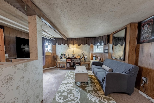 2535 Oak Park Ave, Berwyn, IL 60402 - living room featuring carpet floors and wood walls