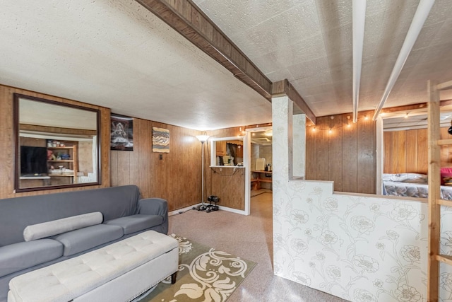 2535 Oak Park Ave, Berwyn, IL 60402 - living area featuring wood walls and a textured ceiling