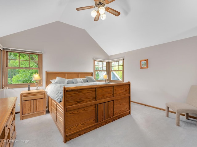 824 Dawes Ave, Wheaton, IL 60189 - bedroom with vaulted ceiling, light carpet, and ceiling fan