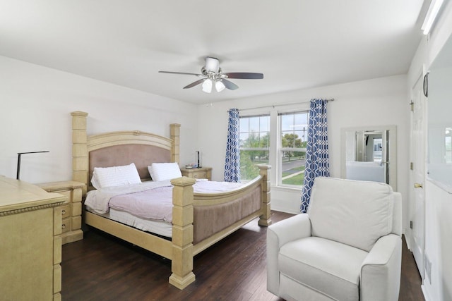 801 S Parkside Dr, Round Lake, IL 60073 - bedroom featuring dark wood-style floors and a ceiling fan