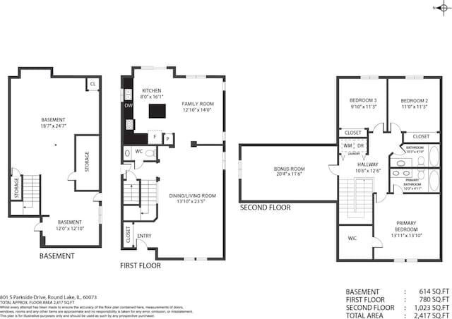 801 S Parkside Dr, Round Lake, IL 60073 - floor plan / room layout