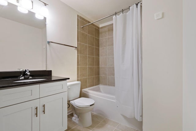 1005 Regent Dr, Matteson, IL 60443 - full bath featuring toilet, vanity, tile patterned floors, and shower / bath combo with shower curtain