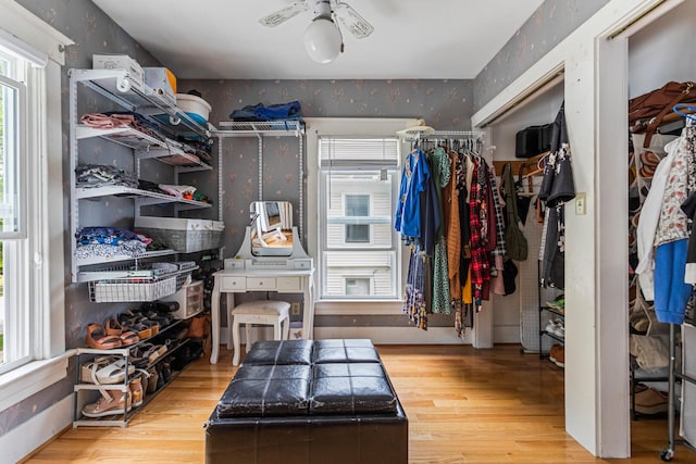 1104 W Church St, Champaign, IL 61821 - spacious closet featuring wood finished floors and ceiling fan