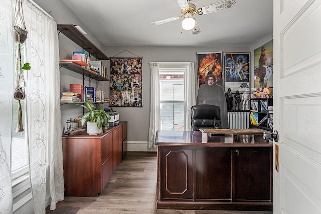 1104 W Church St, Champaign, IL 61821 - office space featuring ceiling fan, baseboards, and wood finished floors