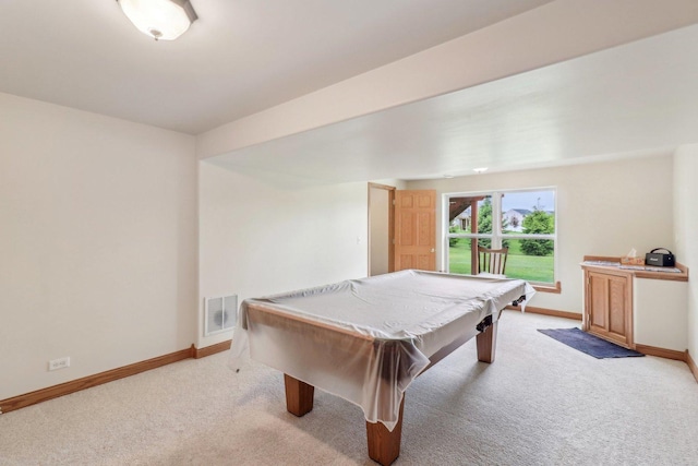 8610 Pebble Creek Ct, Wonder Lake, IL 60097 - recreation room with light carpet, baseboards, and billiards table