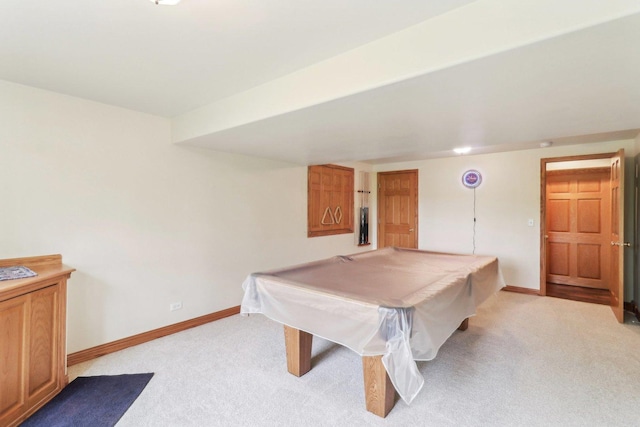 8610 Pebble Creek Ct, Wonder Lake, IL 60097 - recreation room featuring light carpet, baseboards, and pool table