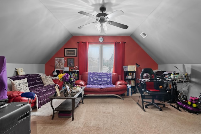 7424 S Euclid Ave, Chicago, IL 60649 - carpeted office with a ceiling fan and vaulted ceiling