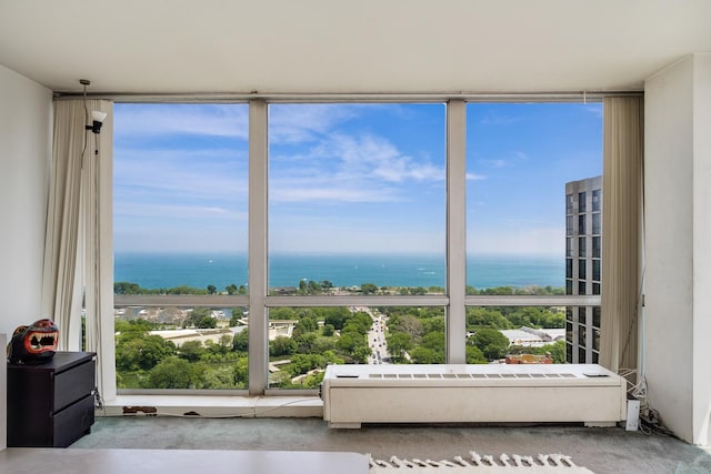 2400 N Lakeview Ave Unit 2803-04, Chicago, IL 60614 - sitting room featuring a water view and a wall of windows