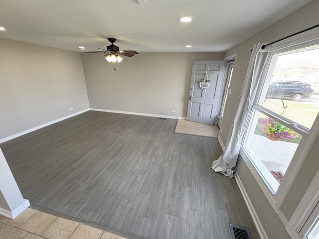 8758 S Corcoran Rd Unit 2, Hometown, IL 60456 - entrance foyer with recessed lighting, baseboards, wood finished floors, and a ceiling fan