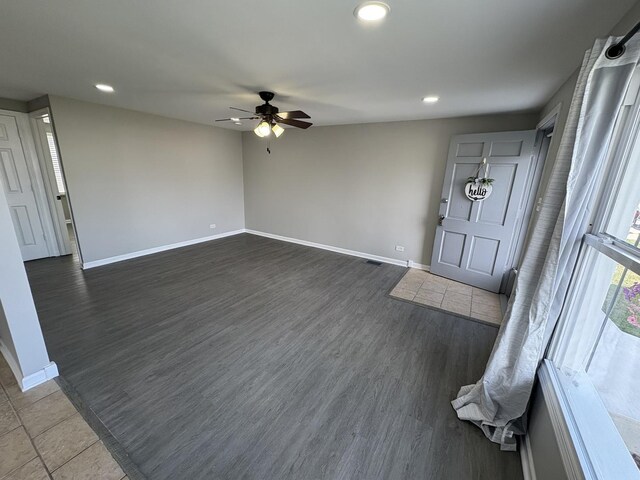 8758 S Corcoran Rd Unit 2, Hometown, IL 60456 - entrance foyer featuring ceiling fan, recessed lighting, baseboards, and dark wood finished floors