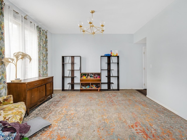 1465 Teal Ct, Hoffman Estates, IL 60192 - sitting room featuring a chandelier and baseboards