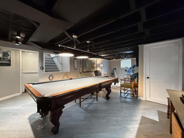 505 S Oakland Ave, Villa Park, IL 60181 - rec room with billiards table, baseboards, and wood finished floors