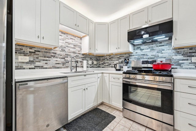 950 E Wilmette Rd Unit 410, Palatine, IL 60067 - kitchen with appliances with stainless steel finishes, a sink, range hood, light countertops, and backsplash