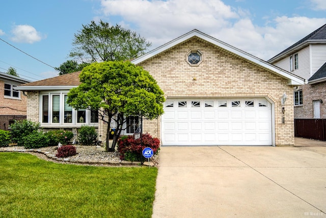 9039 S Central Ave, Oak Lawn, IL 60453 - view of front of house featuring brick siding, driveway, a garage, and a front lawn