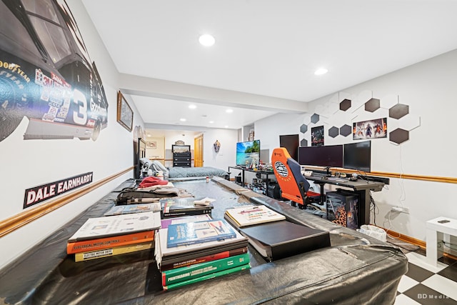 9039 S Central Ave, Oak Lawn, IL 60453 - living area with recessed lighting, tile patterned floors, and baseboards