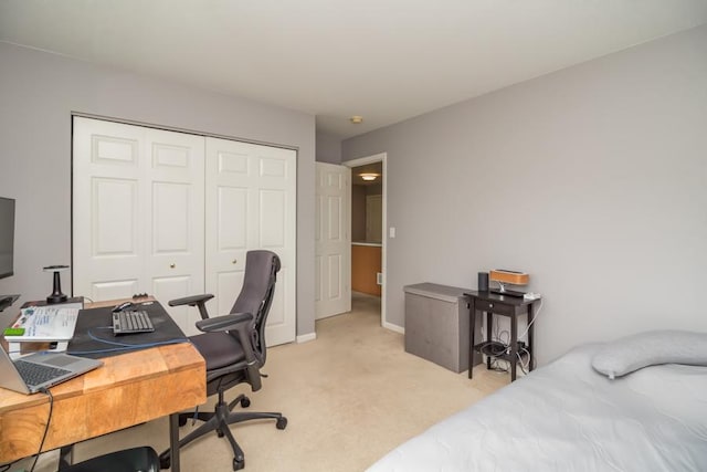 1040 Fairway Dr, Fox Lake, IL 60020 - bedroom with light colored carpet, a closet, a desk, and baseboards