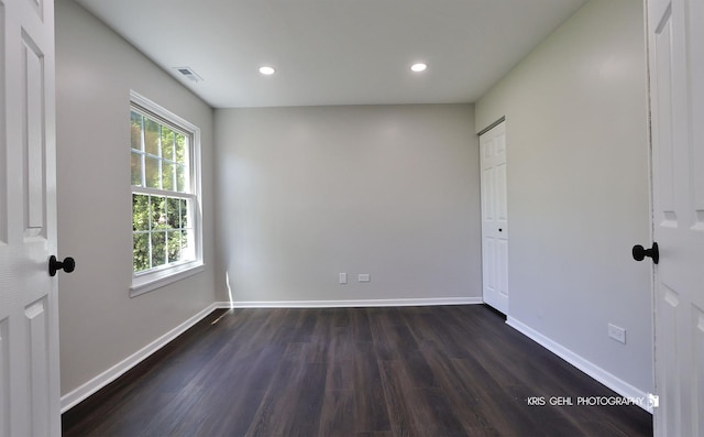 3412 Greenwich Ln, Island Lake, IL 60042 - unfurnished bedroom featuring dark wood-style floors, baseboards, and recessed lighting