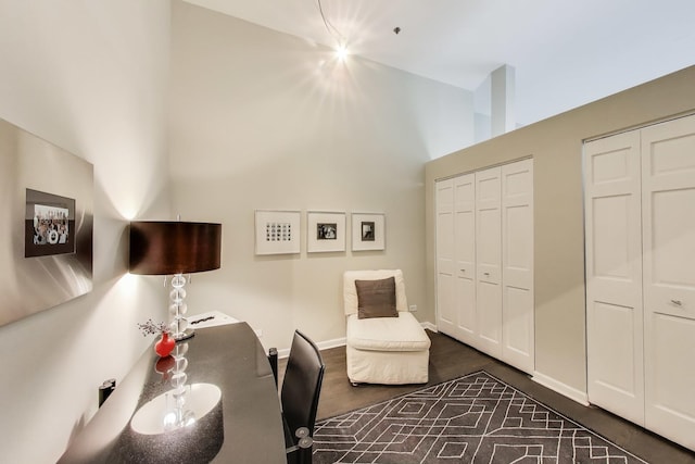 1201 W Wrightwood Ave Unit 22, Chicago, IL 60614 - sitting room with dark wood finished floors, an office area, and a high ceiling