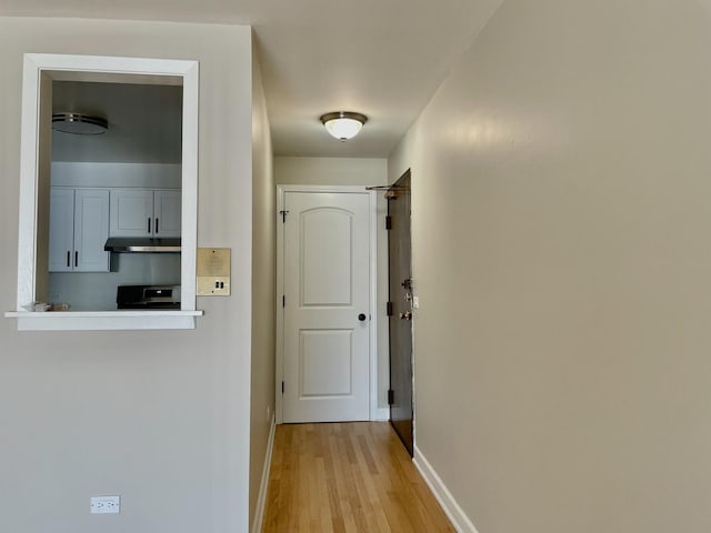 1258 Brown St Unit 302, Des Plaines, IL 60016 - hall featuring light wood-type flooring and baseboards