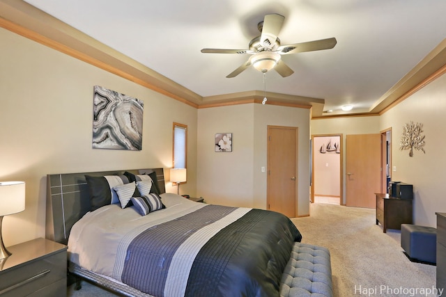 209 S Emerald Dr, Mchenry, IL 60051 - carpeted bedroom featuring a ceiling fan and ornamental molding