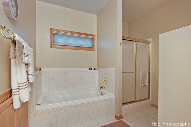 209 S Emerald Dr, Mchenry, IL 60051 - bathroom featuring tile patterned flooring, a stall shower, and a bath