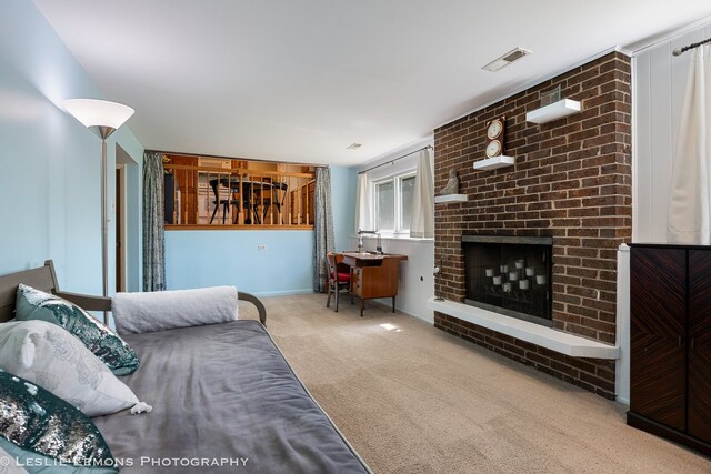1260 Kent Ct, Wheaton, IL 60189 - living area with carpet floors, baseboards, and a fireplace