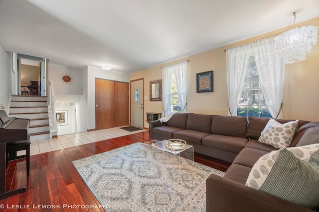 1260 Kent Ct, Wheaton, IL 60189 - living room featuring stairway and hardwood / wood-style floors