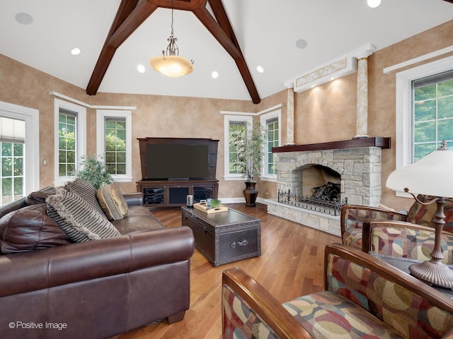 6 Swaps Ct, Oak Brook, IL 60523 - living room with a stone fireplace and wood finished floors