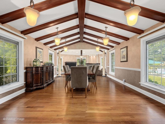 6 Swaps Ct, Oak Brook, IL 60523 - dining space with dark wood finished floors, plenty of natural light, and decorative columns
